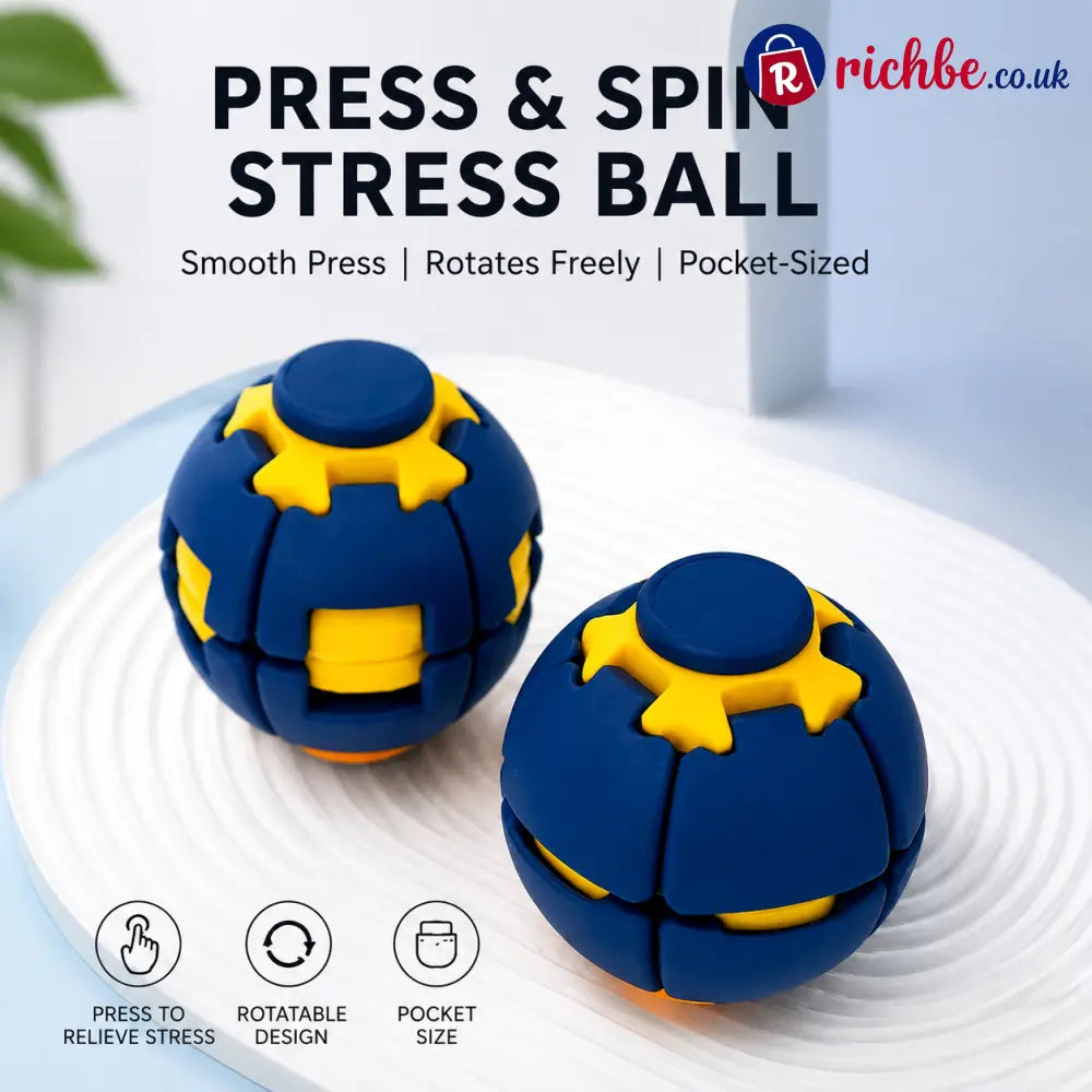 ⚽ Press-to-Spin Stress Relief Fidget Ball - Blue