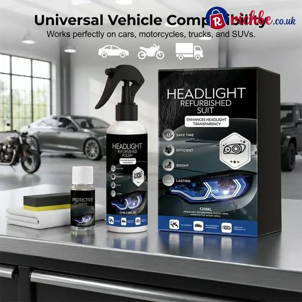 🏆LAST DAY SALE: ONLY ￡9.99!!🚗 🔆Professional Car Headlight Restoration Kit🫧 – Removes yellowing & scratches, restores clarity & UV protection – easy DIY solution ✨