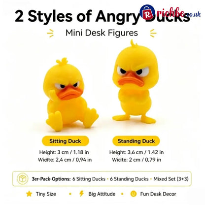 Quacko Angry Duck Collection – Sarcastic Desk Figurines Funny Decor for Office Workspace & Home Shelves - Sitting