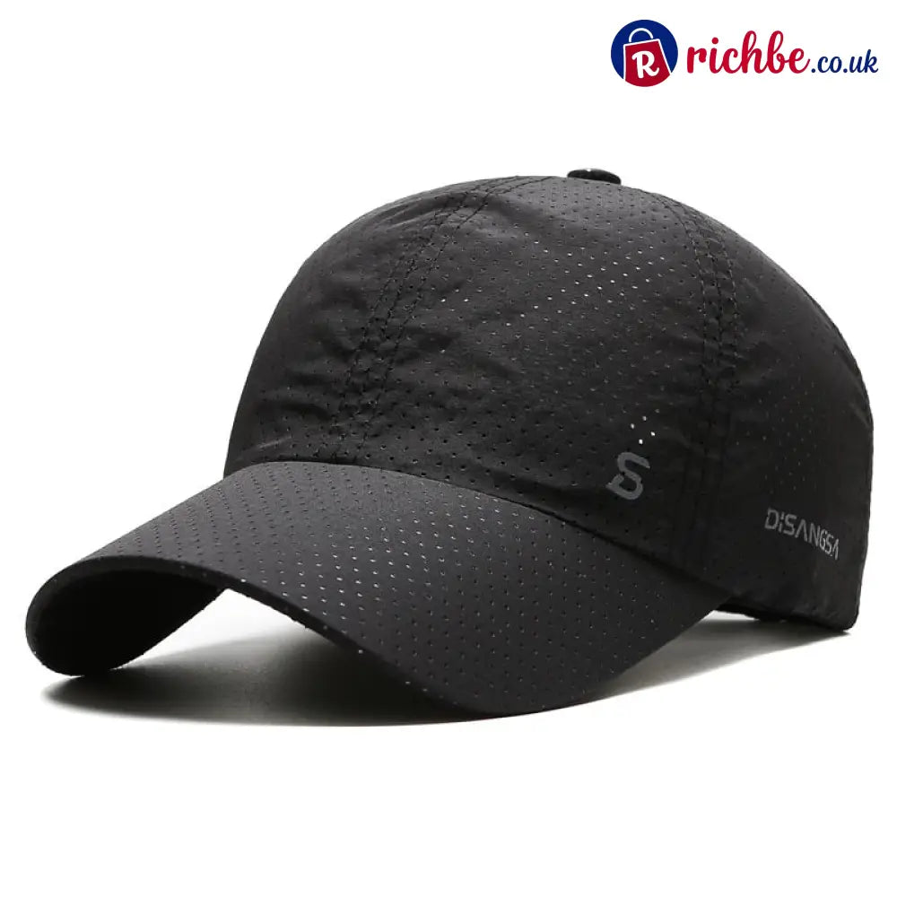 Quick-Dry UV Protection Baseball Cap – Breathable Adjustable Unisex Hat - Black