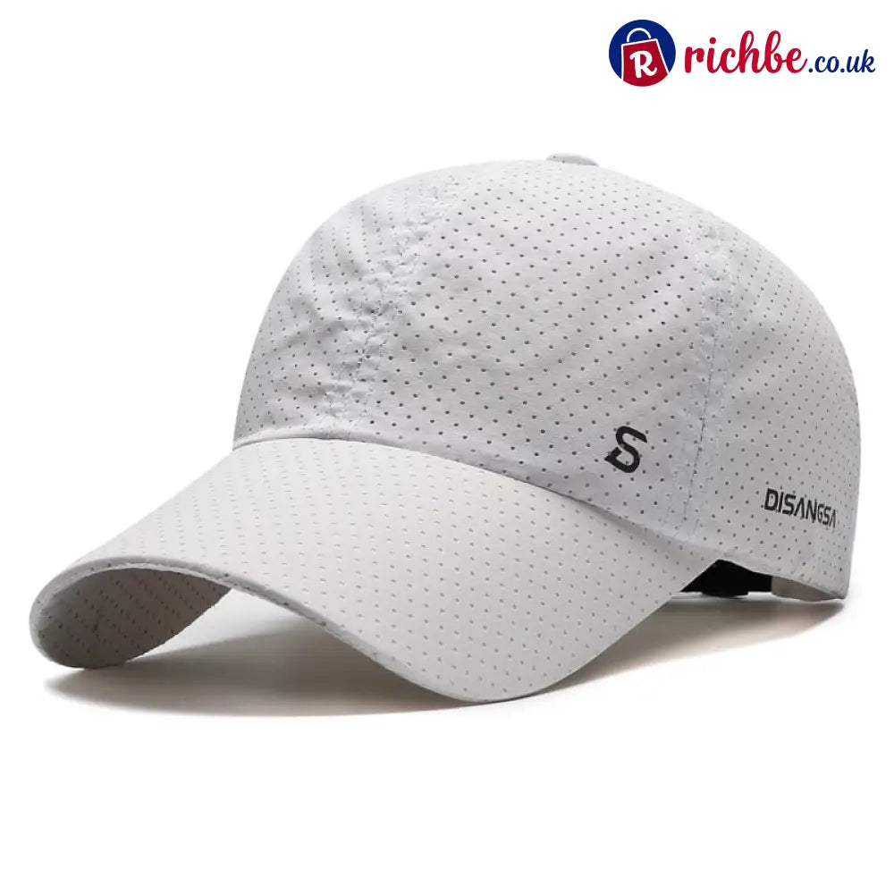 Quick-Dry UV Protection Baseball Cap – Breathable Adjustable Unisex Hat - White