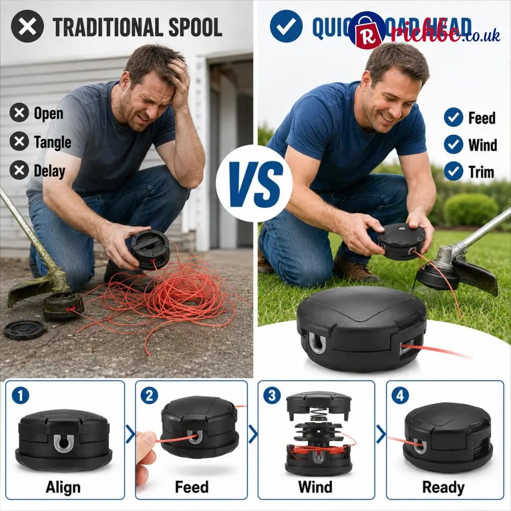 🌿 Quick-Load Trimmer Head – M10 × 1.25 No-Disassembly String Trimmer Replacement Head - Hot Sale