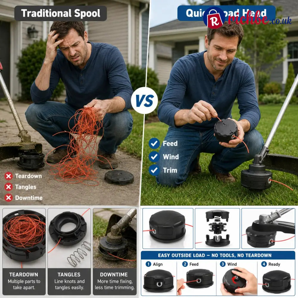🌿 Quick-Load Trimmer Head – M10 × 1.25 No-Disassembly String Trimmer Replacement Head - Hot Sale
