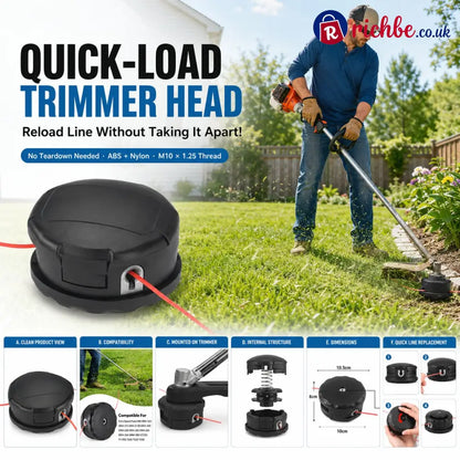 🌿 Quick-Load Trimmer Head – M10 × 1.25 No-Disassembly String Trimmer Replacement Head - Hot Sale