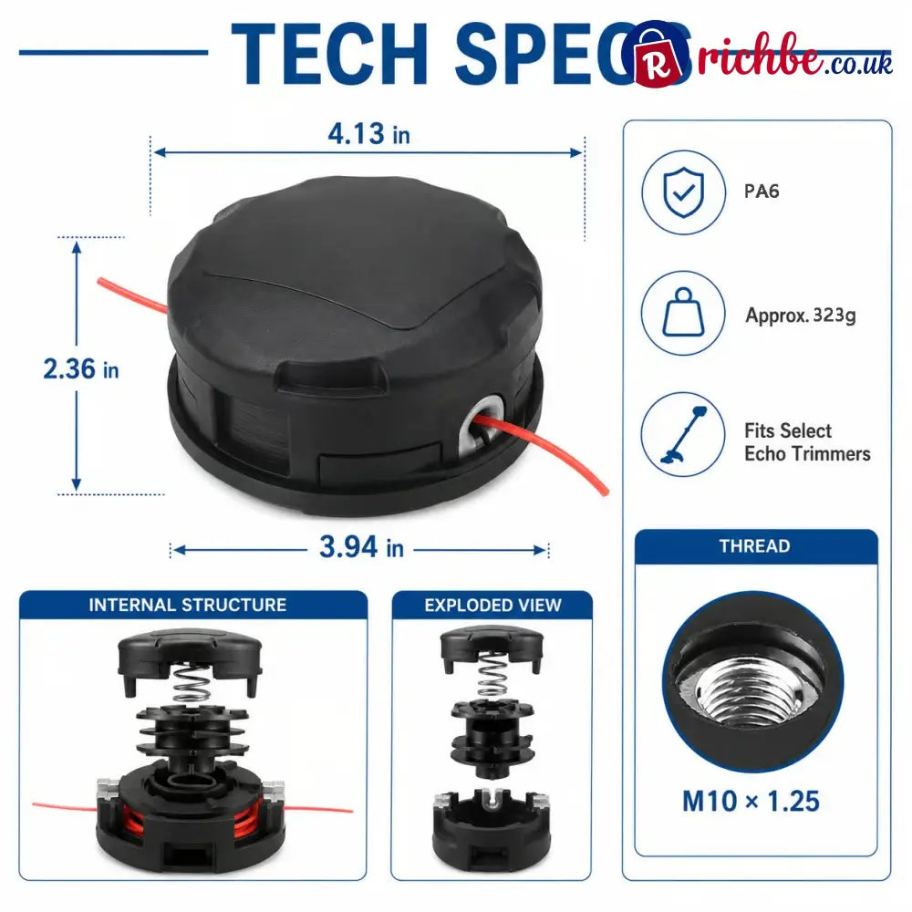 🌿 Quick-Load Trimmer Head – M10 × 1.25 No-Disassembly String Trimmer Replacement Head - Hot Sale