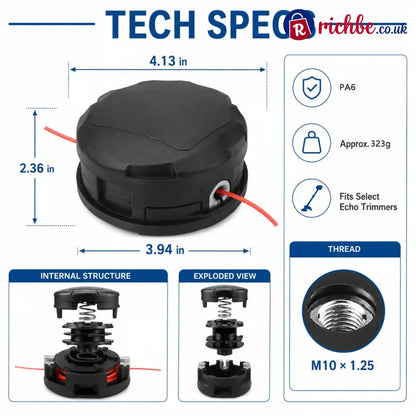 🌿 Quick-Load Trimmer Head – M10 × 1.25 No-Disassembly String Trimmer Replacement Head - Hot Sale