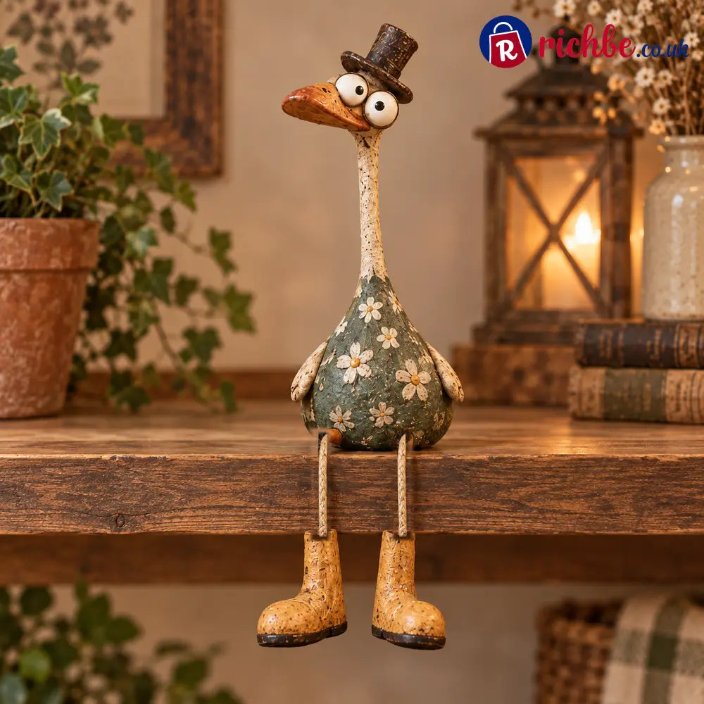 🐔🐕🐈🫎🐑🐦Quirky British Countryside Animal Shelf Sitters – 6 Whimsical Folk-Art Figurines - 🐦Bird