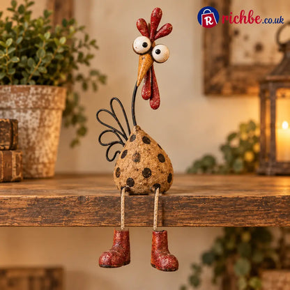 🐔🐕🐈🫎🐑🐦Quirky British Countryside Animal Shelf Sitters – 6 Whimsical Folk-Art Figurines - 🐔Chicken