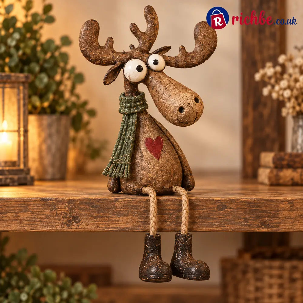 🐔🐕🐈🫎🐑🐦Quirky British Countryside Animal Shelf Sitters – 6 Whimsical Folk-Art Figurines - Deer