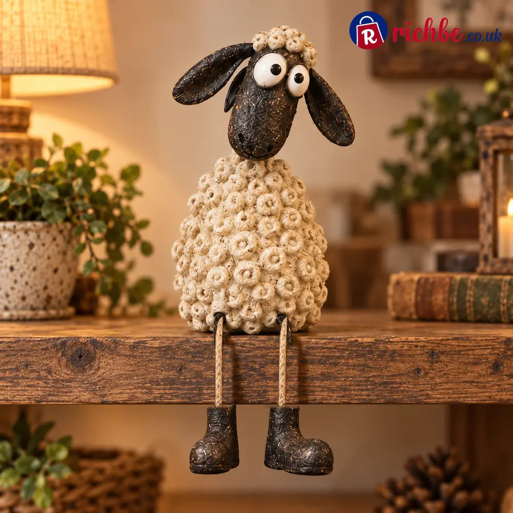 🐔🐕🐈🫎🐑🐦Quirky British Countryside Animal Shelf Sitters – 6 Whimsical Folk-Art Figurines - 🐑Sheep