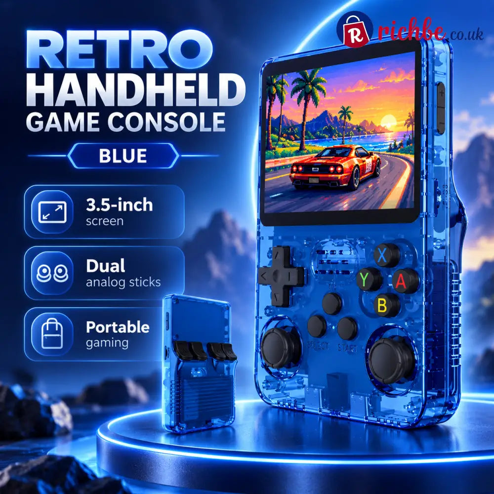 🎮 R36S Retro Handheld Game Console – 3.5″ Screen & Dual Analog Sticks - Blue - Handheld Game Consoles