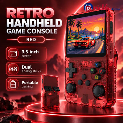 🎮 R36S Retro Handheld Game Console – 3.5″ Screen & Dual Analog Sticks - Red - Handheld Game Consoles