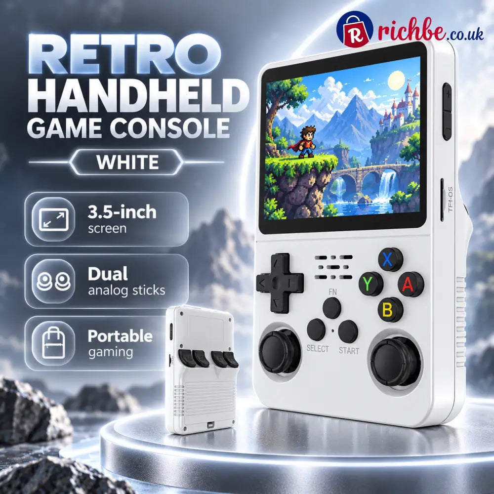 🎮 R36S Retro Handheld Game Console – 3.5″ Screen & Dual Analog Sticks - White - Handheld Game Consoles