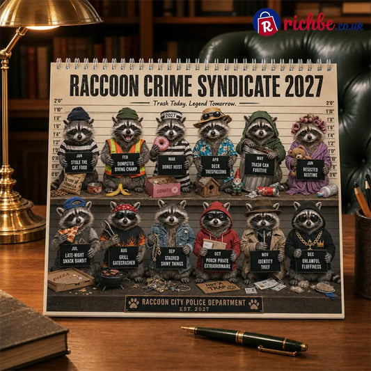 🦝🚨 Raccoon Crime Syndicate 2027 Calendar – 12 Months of Trash Trouble & Tiny Criminals 😂 - 🦝 Raccoon Crime Syndicate
