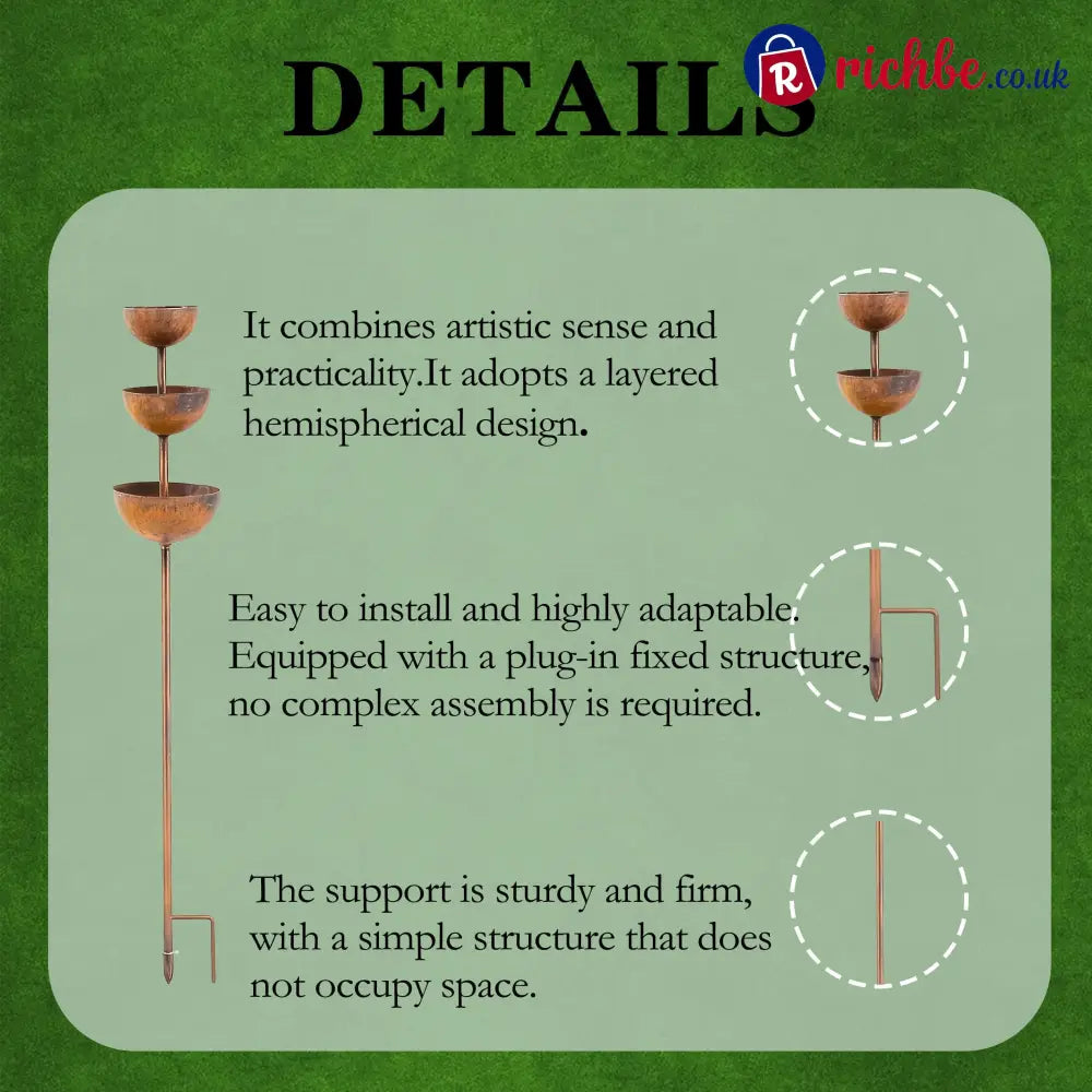 🌧️ Rain Catcher - Plant Support🐦 Metal Garden Ornament