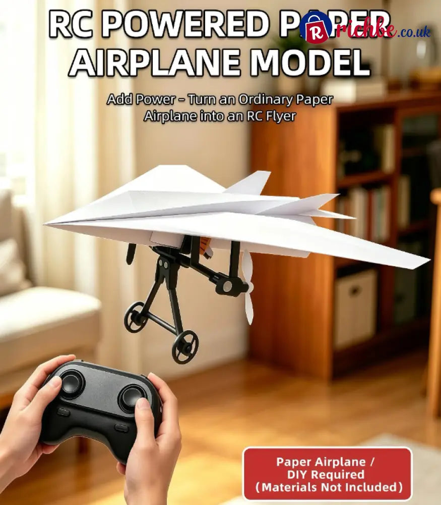 RC Paper Airplane Kit Remote Control Plane with Gyro Stabilizer & Dual Propellers DIY Foldable Flying Toy Easy-to-Fly
