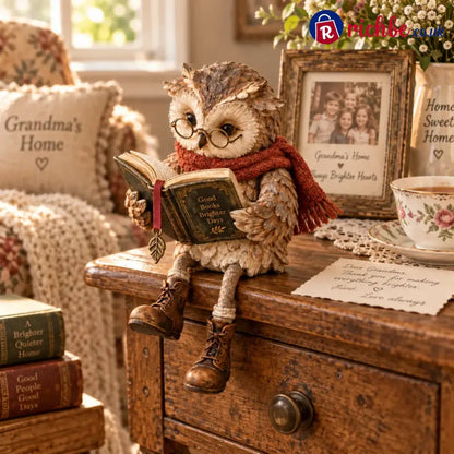 🦉 Reading Owl Figurine – Whimsical Bookish Shelf Sitter With Glasses & Dangling Boots - Houseware & Kitchen