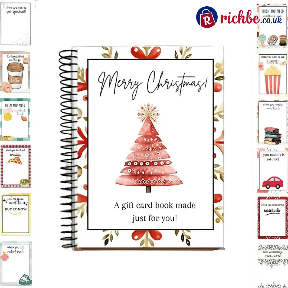 🔥🎁Ready for Christmas!🎅Christmas Gift Card Booklet -👍DIY Spiral-Bound Christmas Gift Card Holder Book - 🎄Pink Christmas
