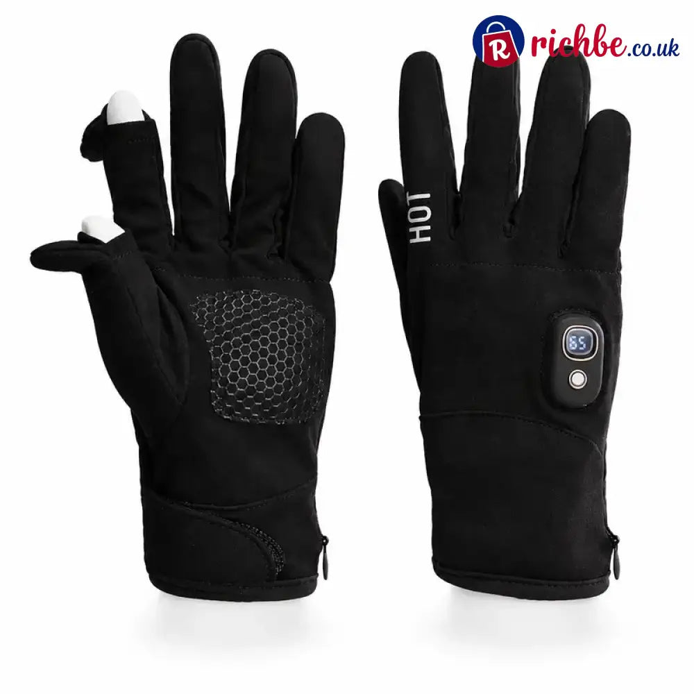 Black heated gloves, one size