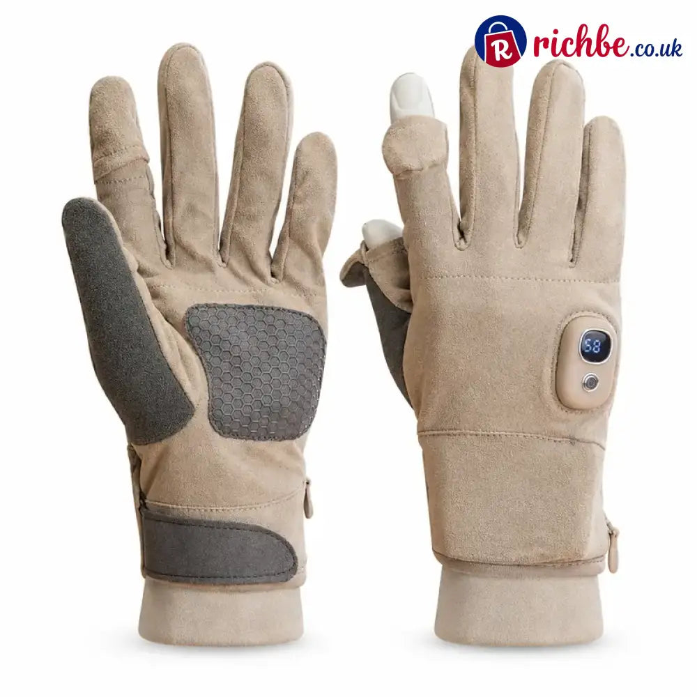 Khaki heated gloves, one size