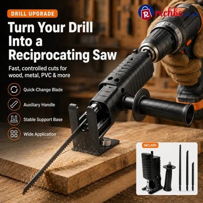 Reciprocating Saw Attachment for Drill - Electric Drill to Saw Adapter + 3 Saw Blades - All Collections