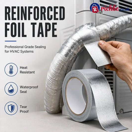 🔥 Reinforced Aluminum Foil Tape – Glass Fiber Mesh with Industrial-Strength Adhesive – Ideal for AC Pipes Roof Sealing