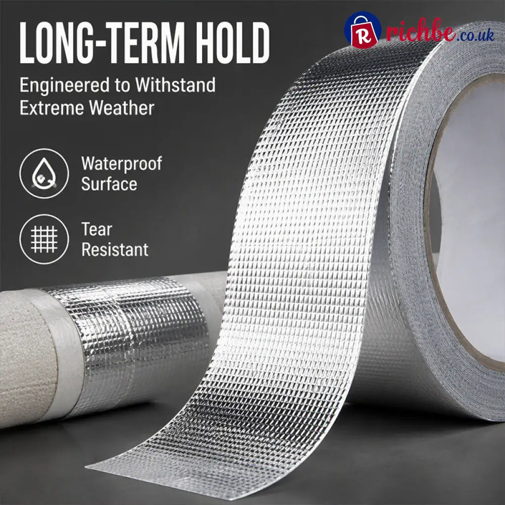 🔥 Reinforced Aluminum Foil Tape – Glass Fiber Mesh with Industrial-Strength Adhesive – Ideal for AC Pipes Roof Sealing