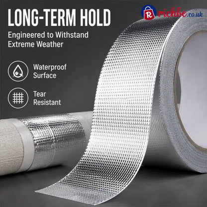 🔥 Reinforced Aluminum Foil Tape – Glass Fiber Mesh with Industrial-Strength Adhesive – Ideal for AC Pipes Roof Sealing