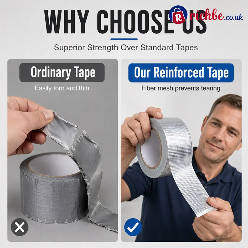 🔥 Reinforced Aluminum Foil Tape – Glass Fiber Mesh with Industrial-Strength Adhesive – Ideal for AC Pipes Roof Sealing
