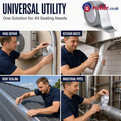 🔥 Reinforced Aluminum Foil Tape – Glass Fiber Mesh with Industrial-Strength Adhesive – Ideal for AC Pipes Roof Sealing