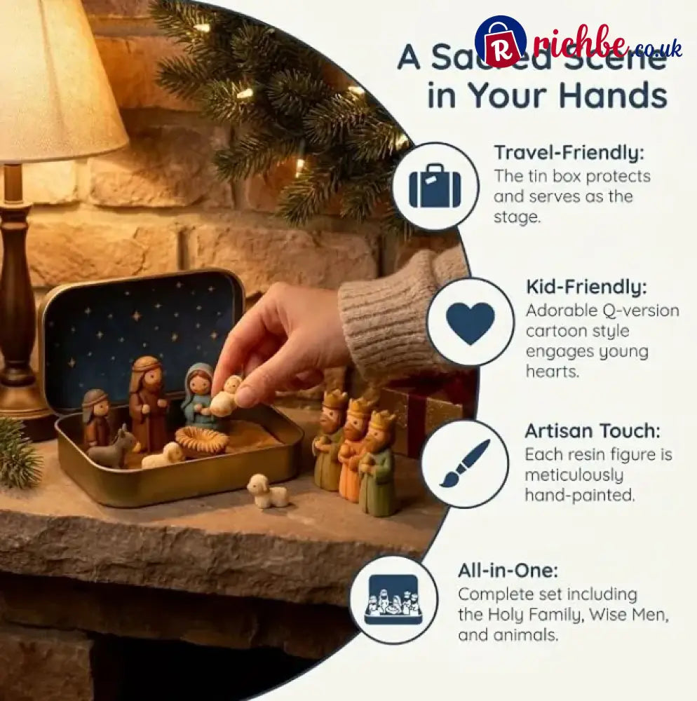 ✝️Religious Pocket-Size Mini Nativity Scene Set with Storage Box