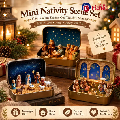 ✝️Religious Pocket-Size Mini Nativity Scene Set with Storage Box - 🔥All Scenes（3PCS）Save 20% 