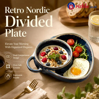 Retro Ceramic Divided Baking Dish with Single Handle - Hot Sale