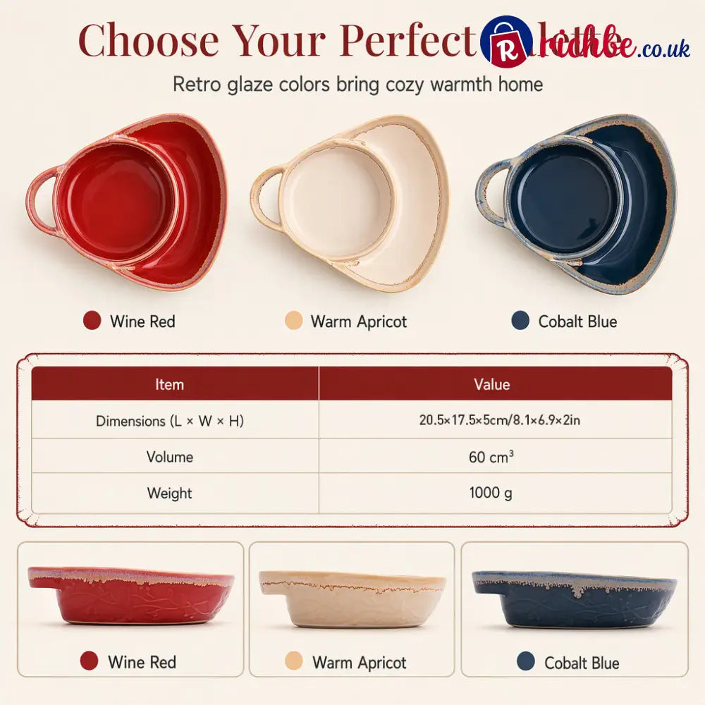 Retro Ceramic Divided Baking Dish with Single Handle - Hot Sale