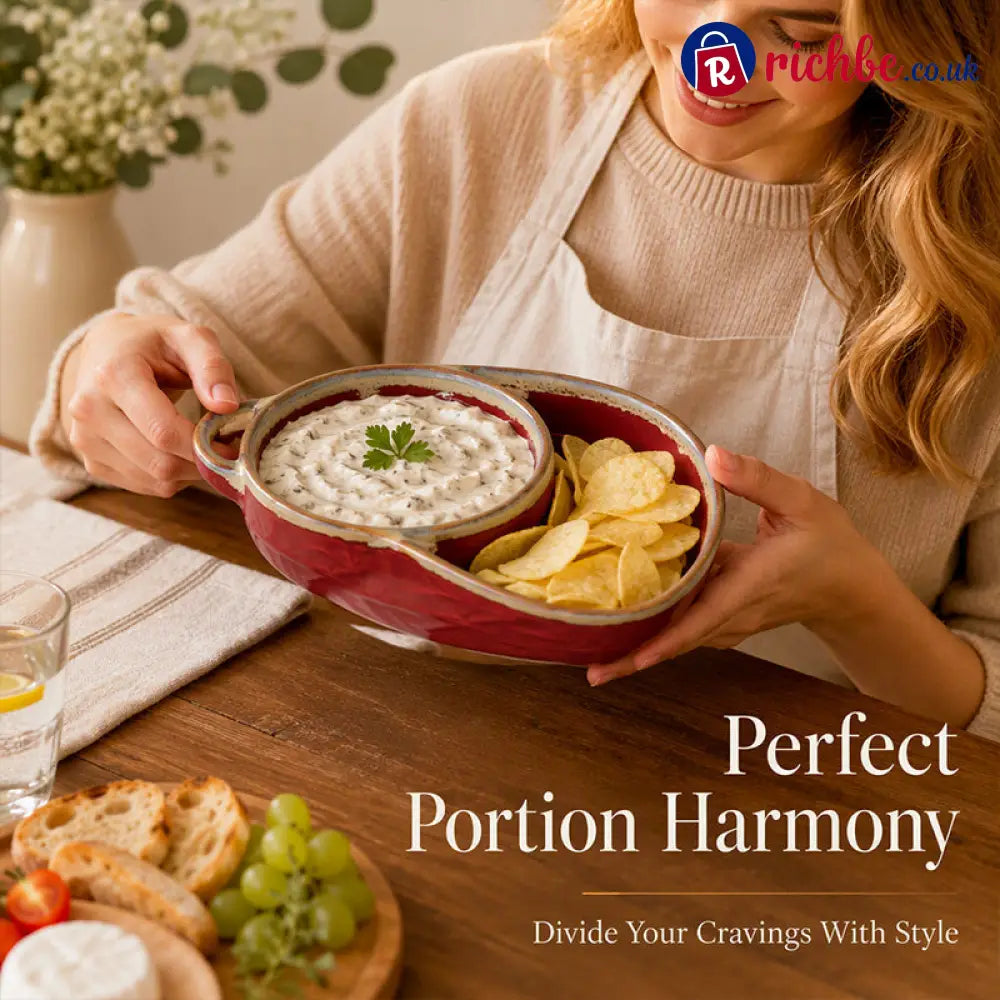 Retro Ceramic Divided Baking Dish with Single Handle - Hot Sale