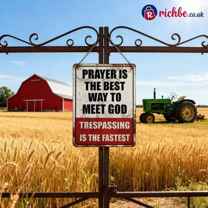 🎖️Retro Iron ’Prayer & Trespassing’ Wall Plaque(8 x 12 IN)