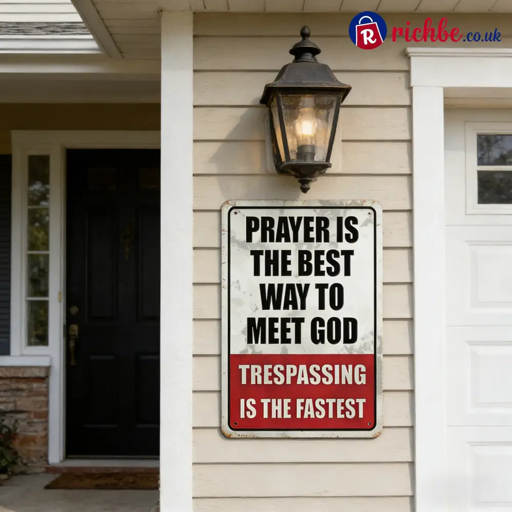 🎖️Retro Iron ’Prayer & Trespassing’ Wall Plaque(8 x 12 IN)