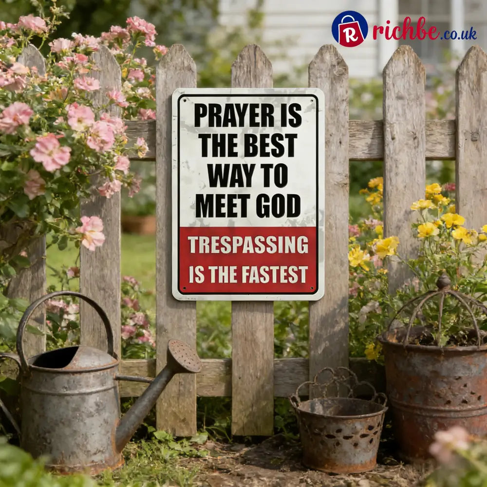 🎖️Retro Iron ’Prayer & Trespassing’ Wall Plaque(8 x 12 IN)