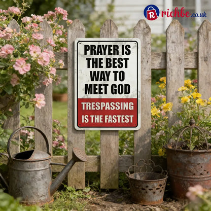 🎖️Retro Iron ’Prayer & Trespassing’ Wall Plaque(8 x 12 IN)