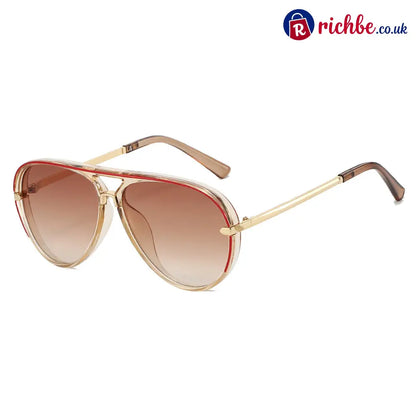 Retro Oversized Aviator Sunglasses - Champagne