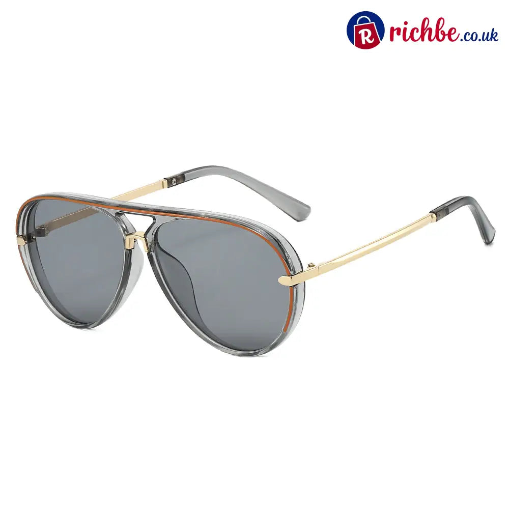 Retro Oversized Aviator Sunglasses - Grey