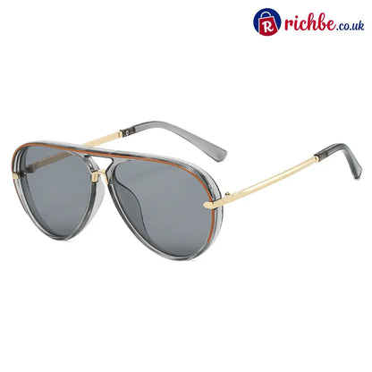 Retro Oversized Aviator Sunglasses - Grey