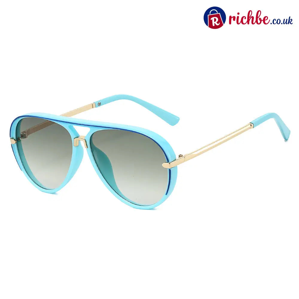 Retro Oversized Aviator Sunglasses - Ice Blue