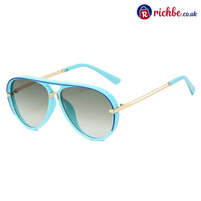 Retro Oversized Aviator Sunglasses - Ice Blue