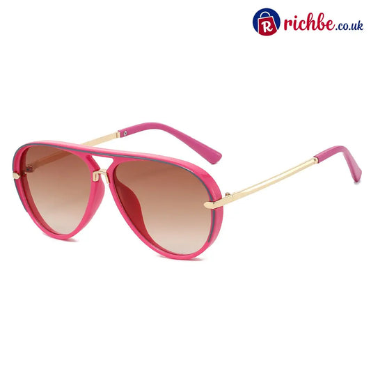 Retro Oversized Aviator Sunglasses - Rose 🔥