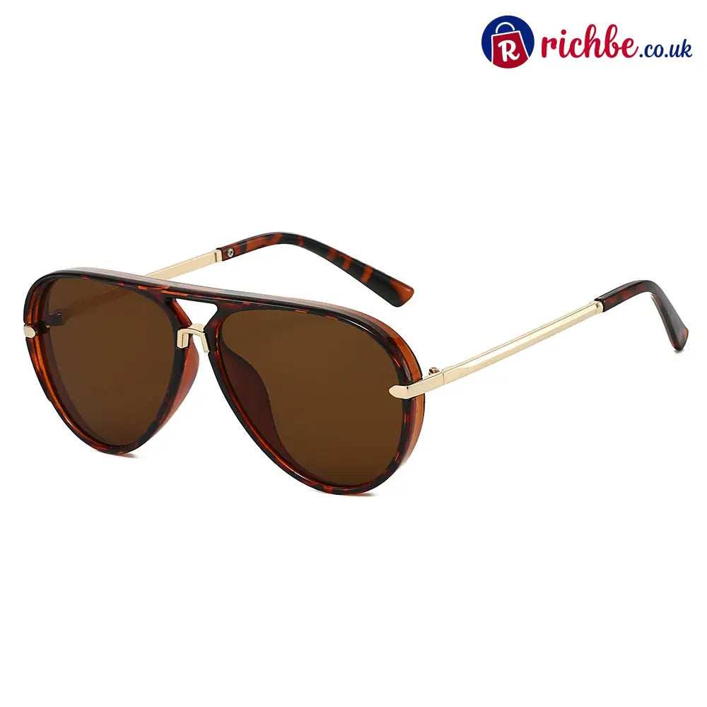 Retro Oversized Aviator Sunglasses - Tortoise / Brown