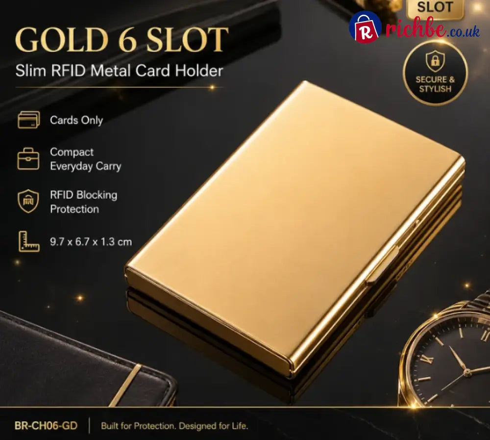 ⚡RFID Blocking Metal Card Holder - Gold / 6 Slot