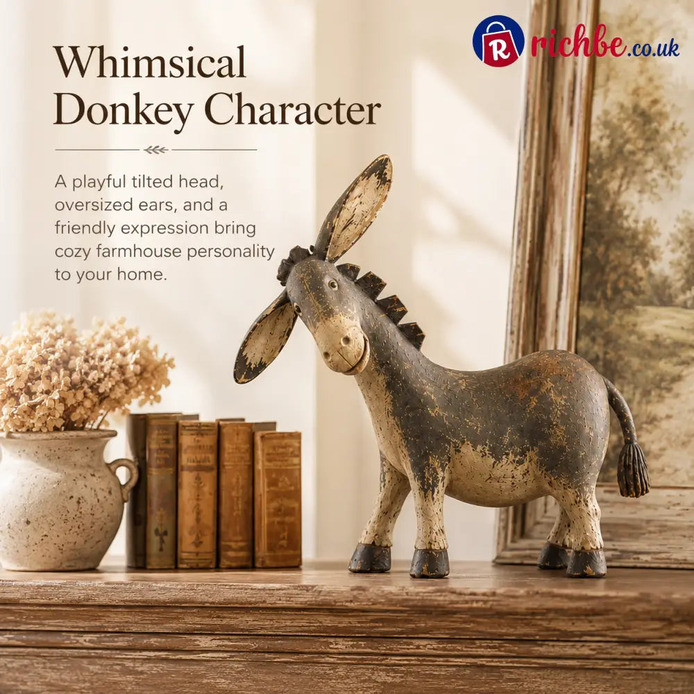 Rustic Donkey Figurine for Farmhouse Decor