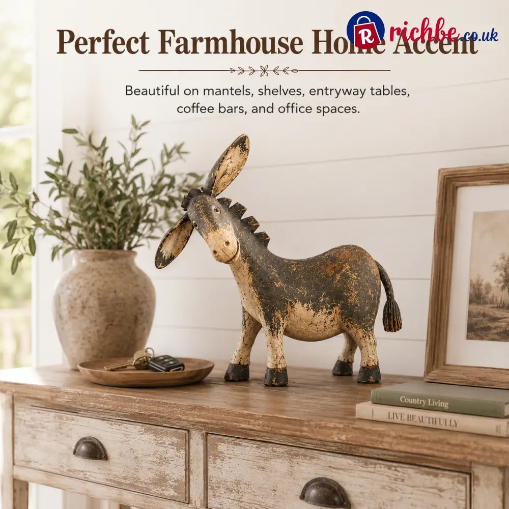 Rustic Donkey Figurine for Farmhouse Decor