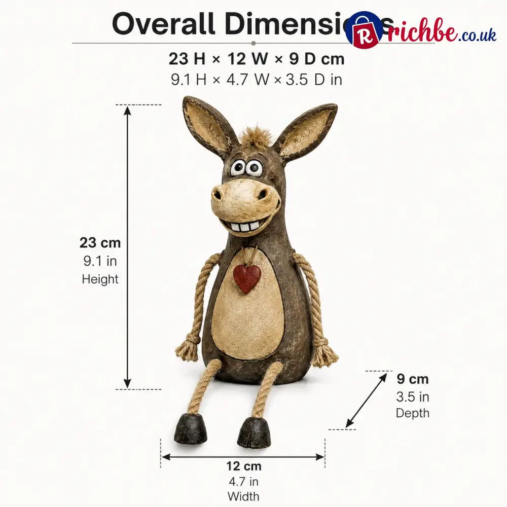 Rustic figurine of a donkey on a plank with rope legs hanging down